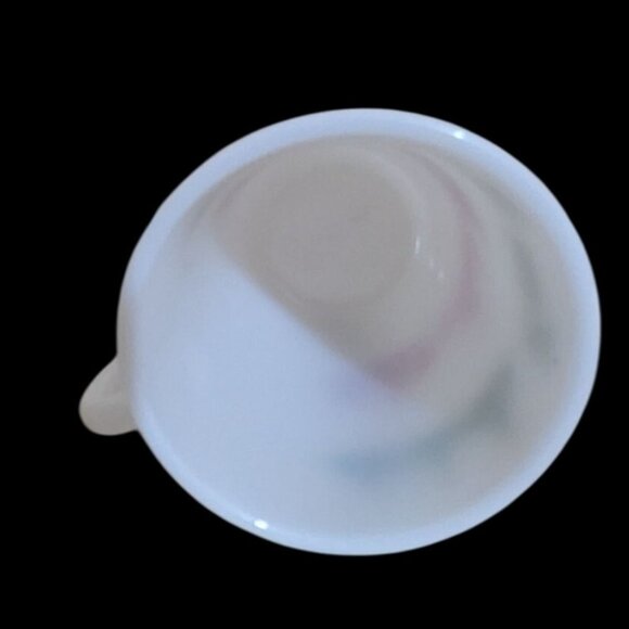 Hazel Atlas Egg Nog Holiday Milk Glass Mug Festive Red & Green Vintage Design - Picture 4 of 9